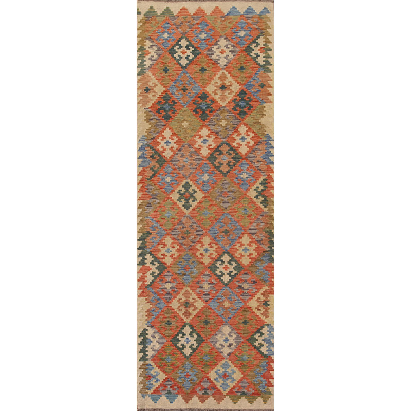 Reversible Wool Kilim Runner Rug 3x10