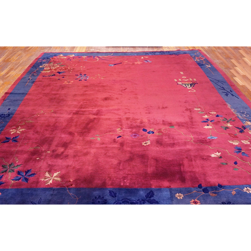 Purple Chinese - Art Deco 1920s Wool Room Size Rectangle Antique Knotted Rug