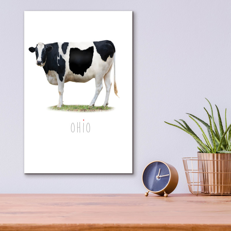  «Cow State Ohio» par John Hovenstine, art mural en verre acrylique, 12 po x 16 po
