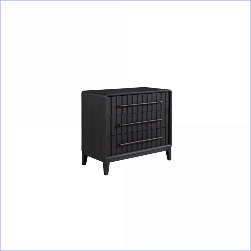 Commodes et amp; Garde-robes: commode 3 tiroirs, finition poivre | Noir | Bois massif et panneau de fibres à densité moyenne