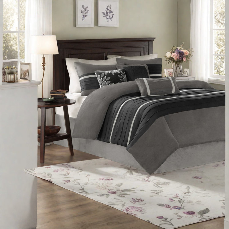 Ensembles de literie de grande taille en faux suède, style noir moderne pour la maison