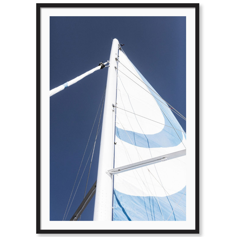 Blue Sail Print by Carly Tabak, Black Wood, 31" W x 44" H