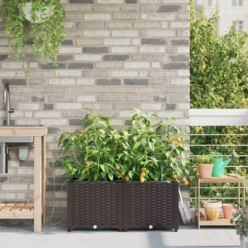 Garden Planter Steel Box Outdoor Modern Decor Urban Gardening Container, Brown