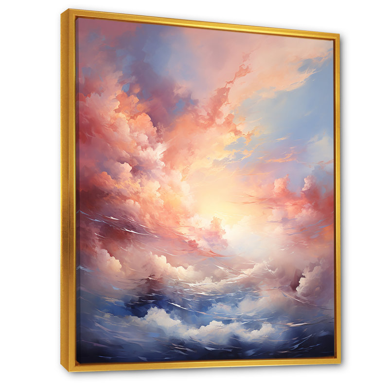 Atmosphère mystique du ciel sur toile, Cadre flottant doré, H 20 po x l 12 po x P 1 po