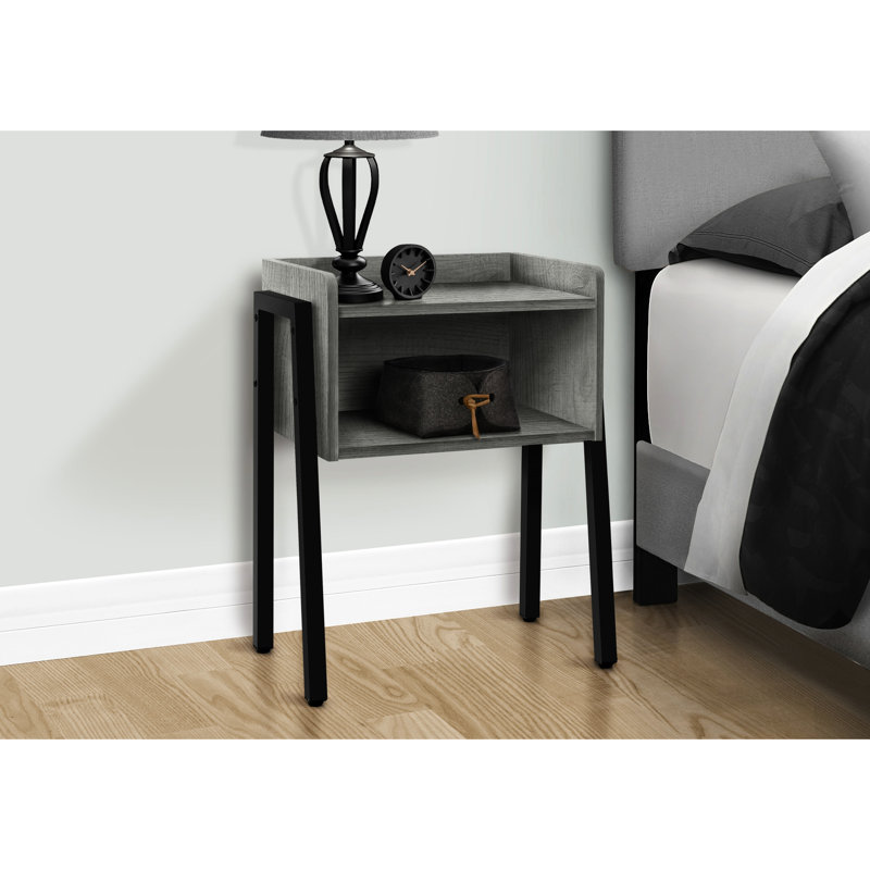 Grey Laminate Accent Table With Metal Legs For Bedroom Chic 2 Rectangular Adjustable