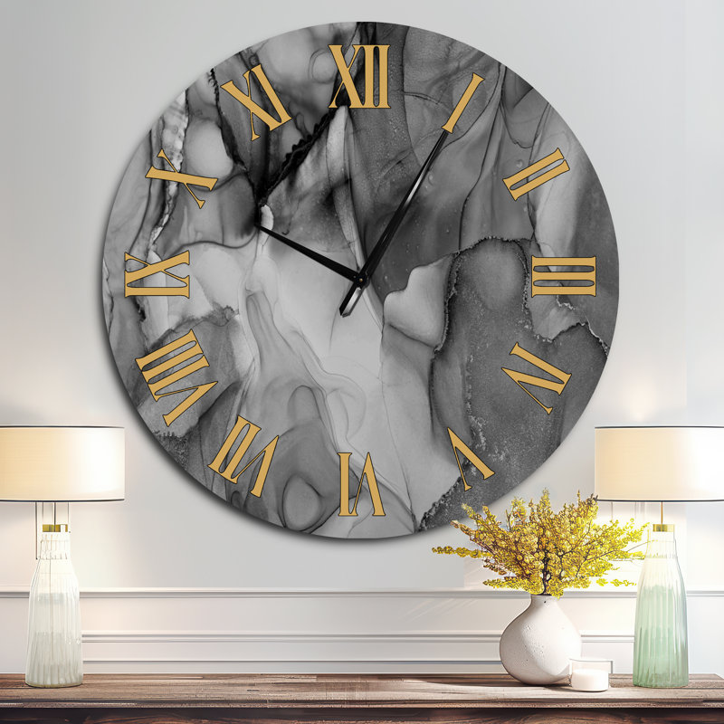 Horloge murale Tender, Surdimensionné, Noir / blanc / or	