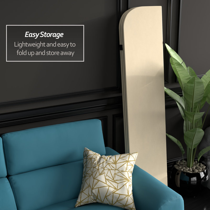 6 Ft. Classic Arch Velvet Room Divider Blue 3 Panel, Cream