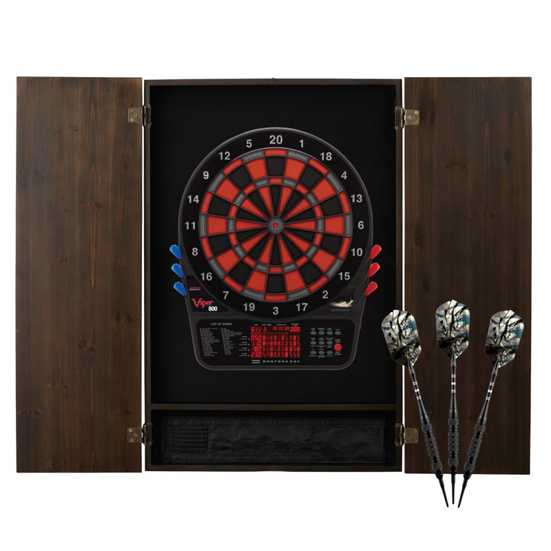 Espresso Electronic Dartboard Cabinet Set with Soft Tip Darts