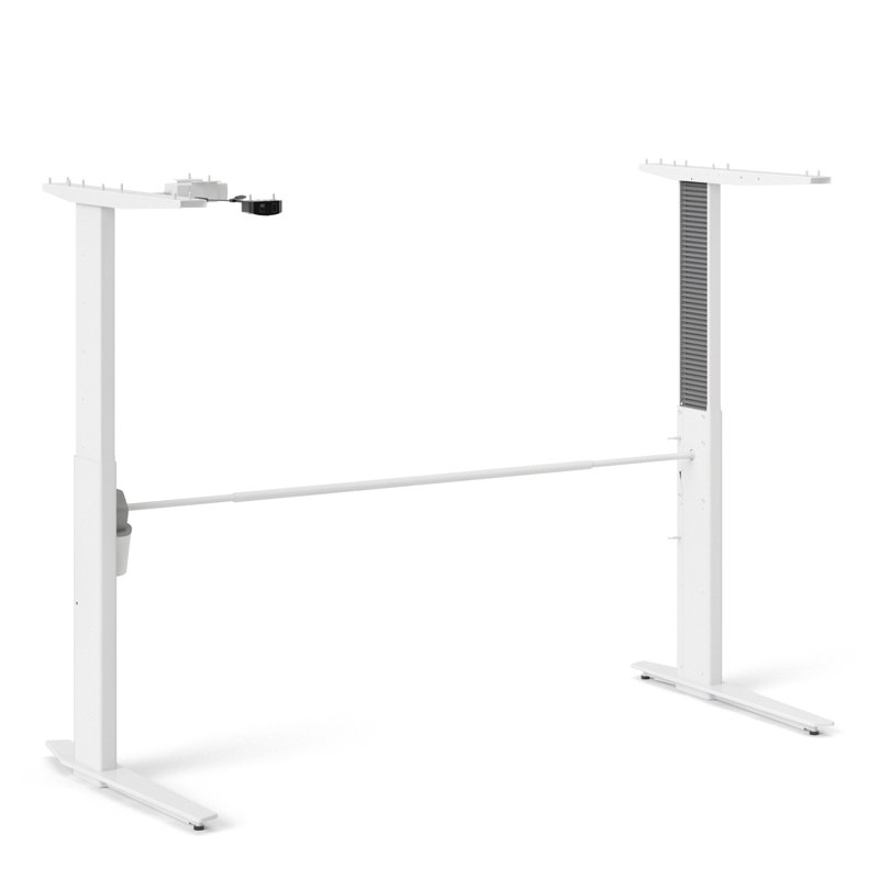 Prima Metal Base Writing Desk, Oak, 75.2cm H x 150.1cm W x 80.1cm D, White