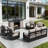 Abdullah 5-Piece Outdoor Aluminum Patio Conversation Set with Fire Pit Table, Swivel Chairs, Sofa and Gray Cushions-301549230