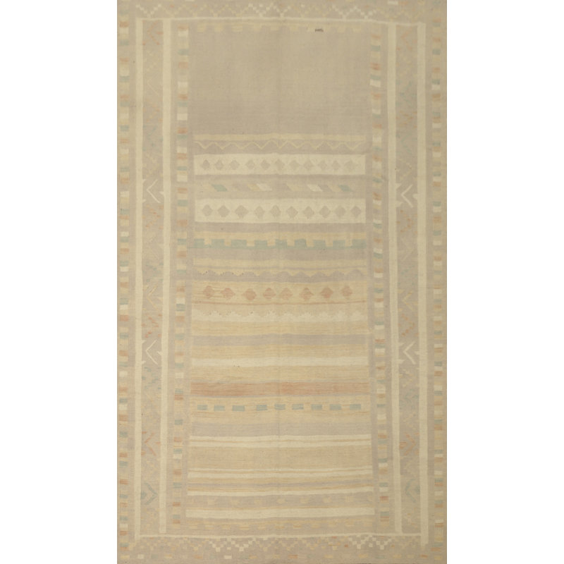 Tapis kilim neutre et discret 7 x 10 avec éléments géométriques