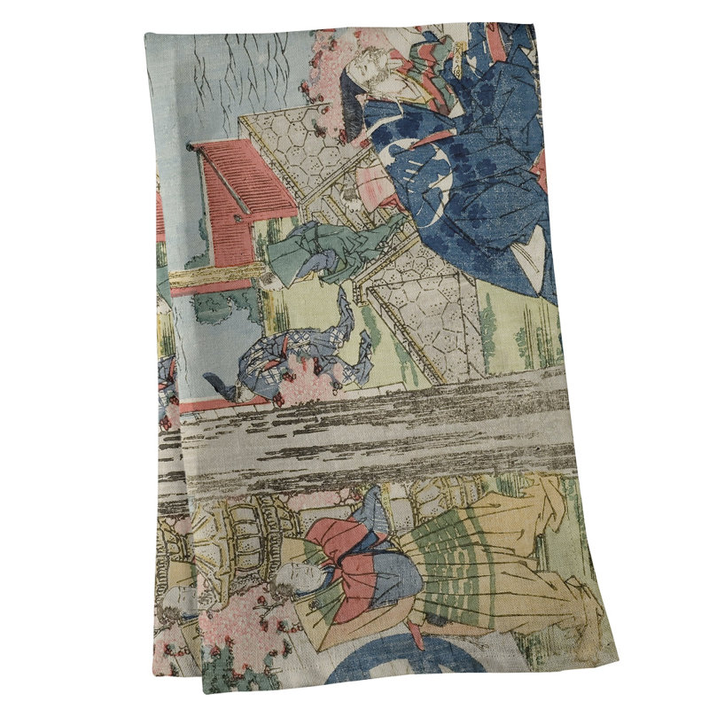 Serviette de thé japonaise courtesan, Brun, Sergé de coton