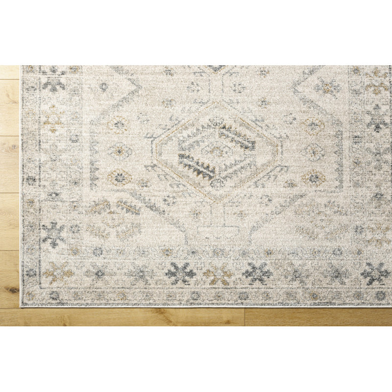 Rectangle Southwestern Machine Woven Polypropylene Area Rug in Medium Gray, Rectangle 7'10" x 10'