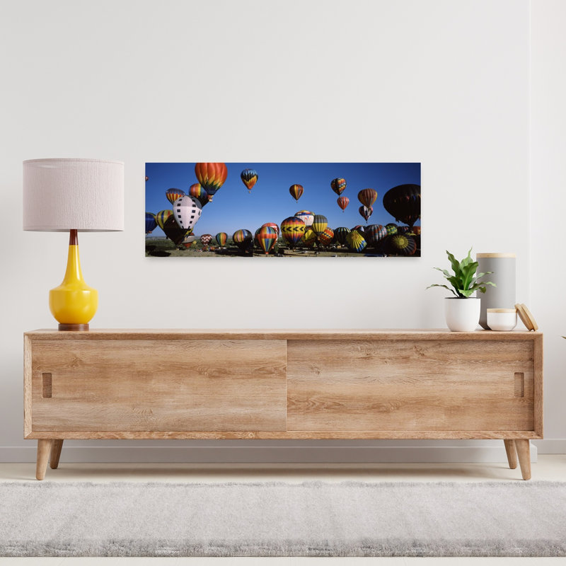 Hot air balloons floating in sky Albuquerque International Balloon Fiesta Albuquerque Bernalillo County New Mexico USA 1 Piece Wrapped Canvas Panoramic Wall Art