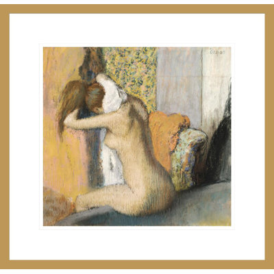 «After the Bath Woman Drying Her Neck» par Edgar Degas, impression giclée encadrée