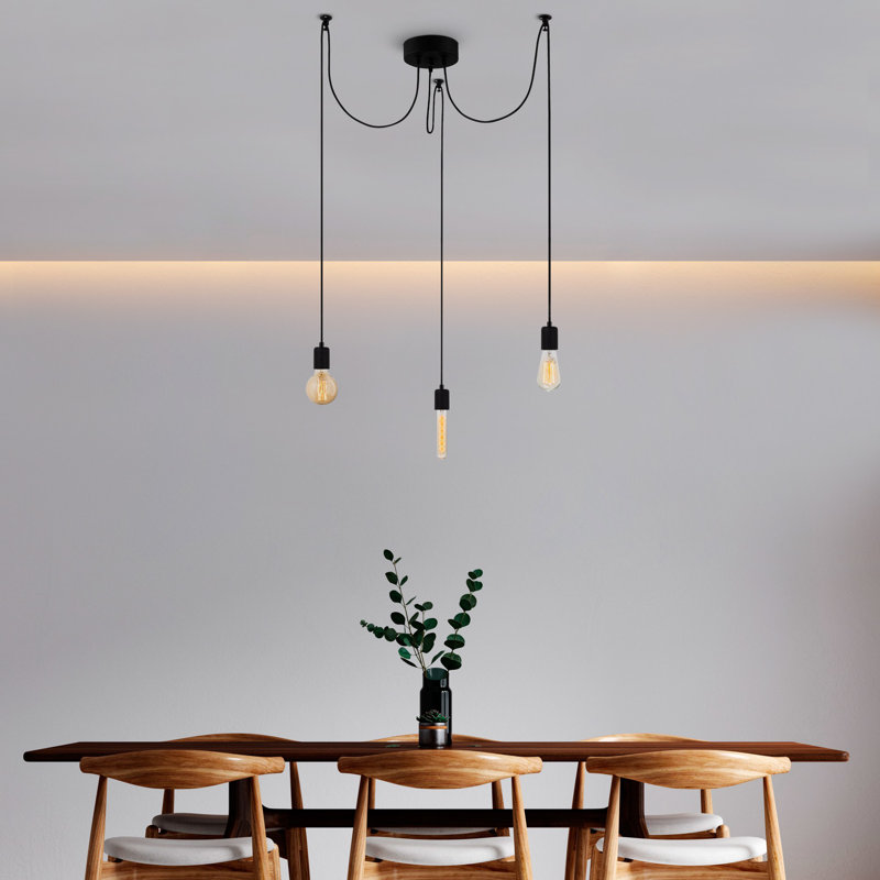 Luminaire suspendu à 3 lumières Faer, Noir