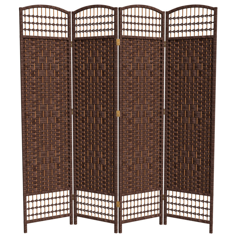 67" x 64" Weave 5 Panel Room Divider, 4, Dark Mocha