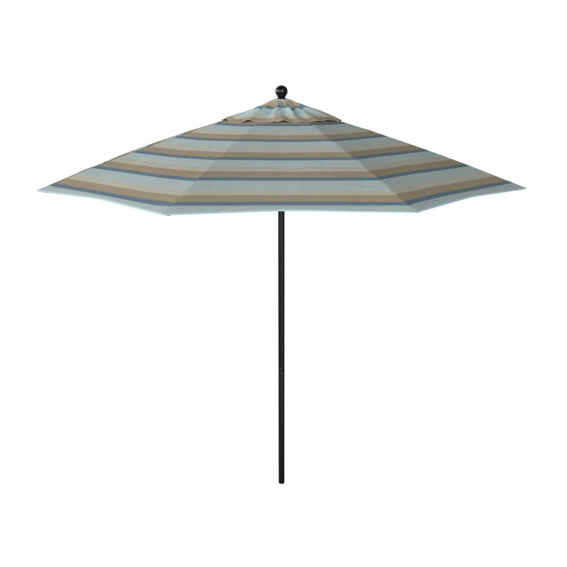 Parasol de marché octogonal 9 pi Willa, Sunbrella® bord de mer Séville rayé