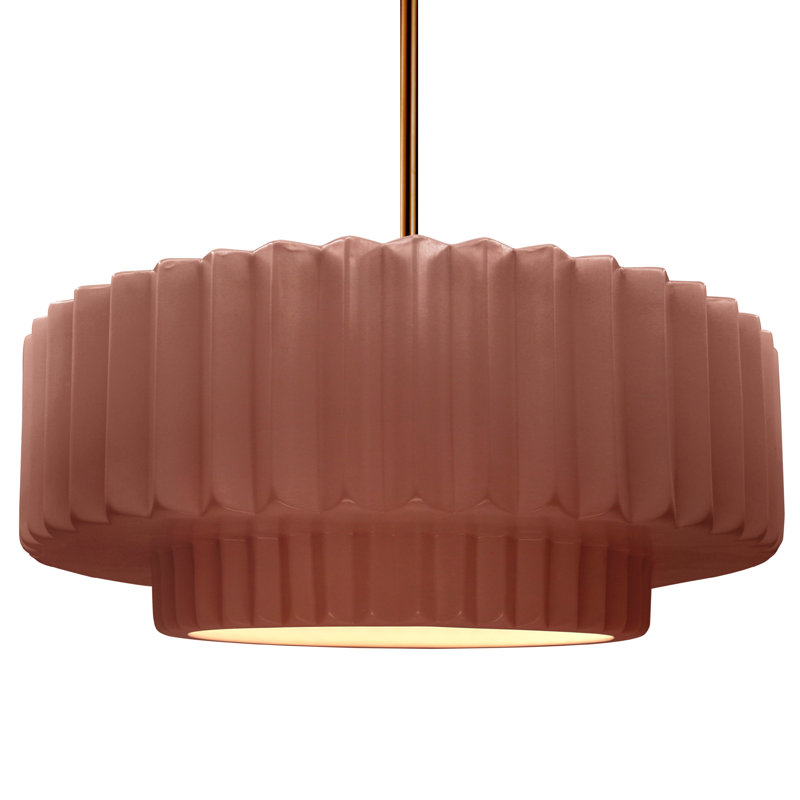 Luminaire suspendu 1 lumière Meydan, H 6 po x l 16,25 po x P 16,25 po, Argile du Canyon, Laiton brossé