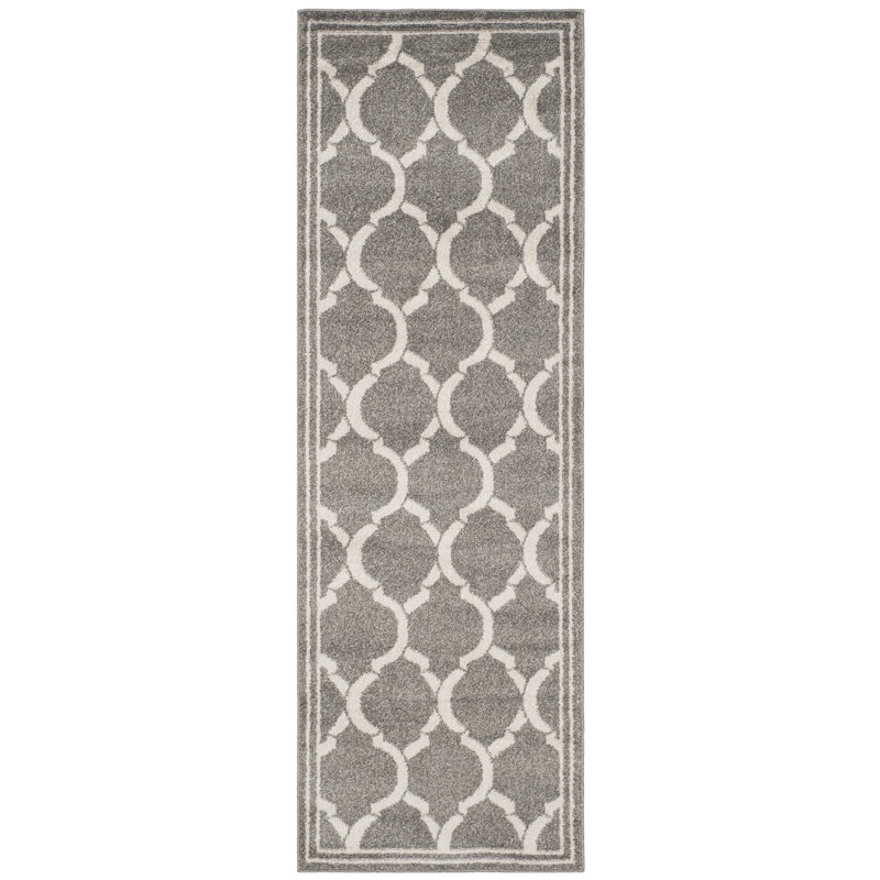Tapis géométrique gris foncé / beige Ammundsen, Tapis de couloir 2 pi 3 po x 9 pi