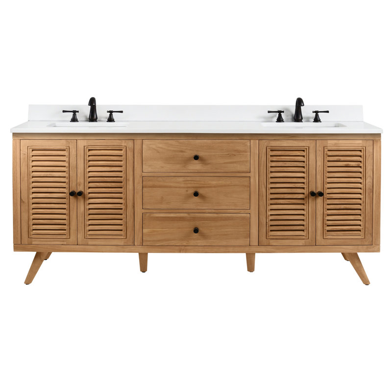 Harper 73" Double Bathroom Vanity, 73, Carrara White Marble