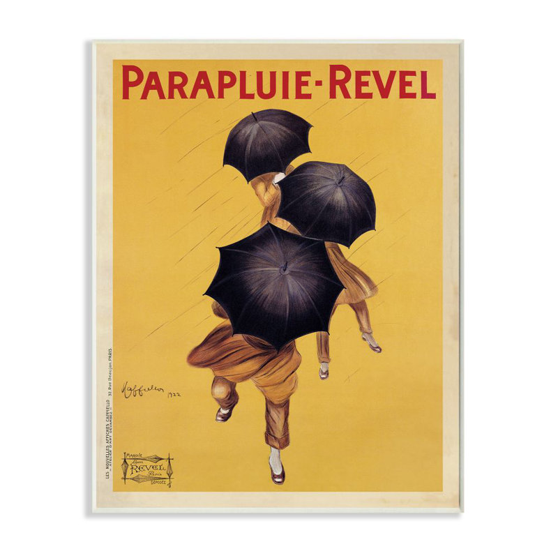Parapluie-Revel Vintage Poster Yellow Design Wall Plaque Art by Marcello Dudovich, Wall Plaque, 15" H x 10" W x 0.5" D