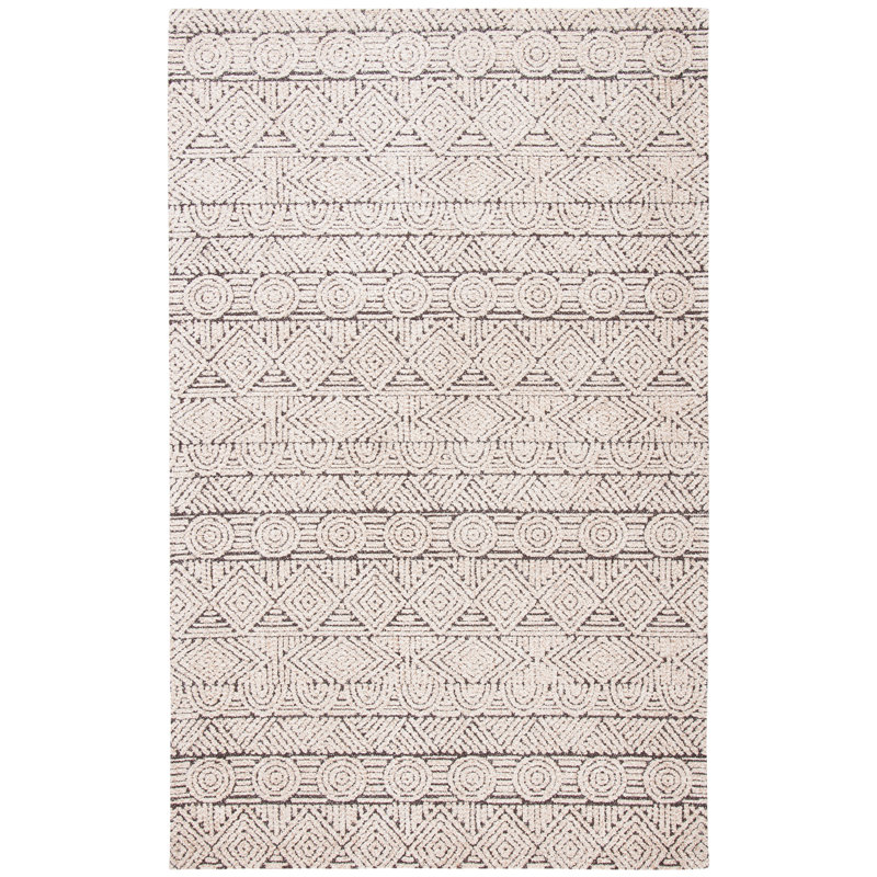 Southwestern Handwoven Brown/Ivory Area Rug, Rectangle 4' x 6'