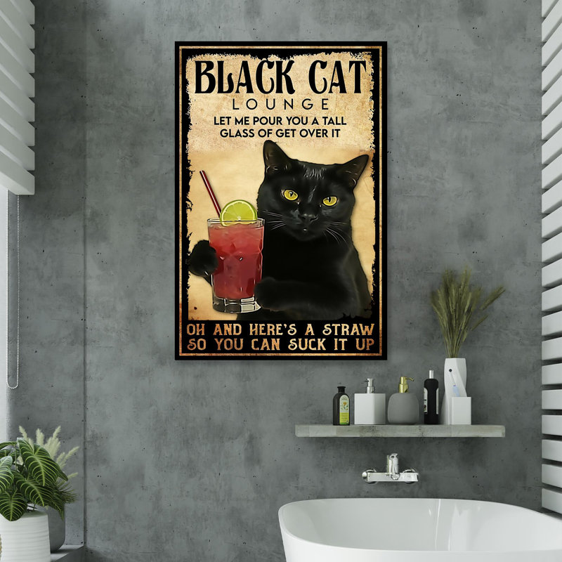 «Black Cat Lounge», impression sur toile tendue, L 24 po x H 36 po