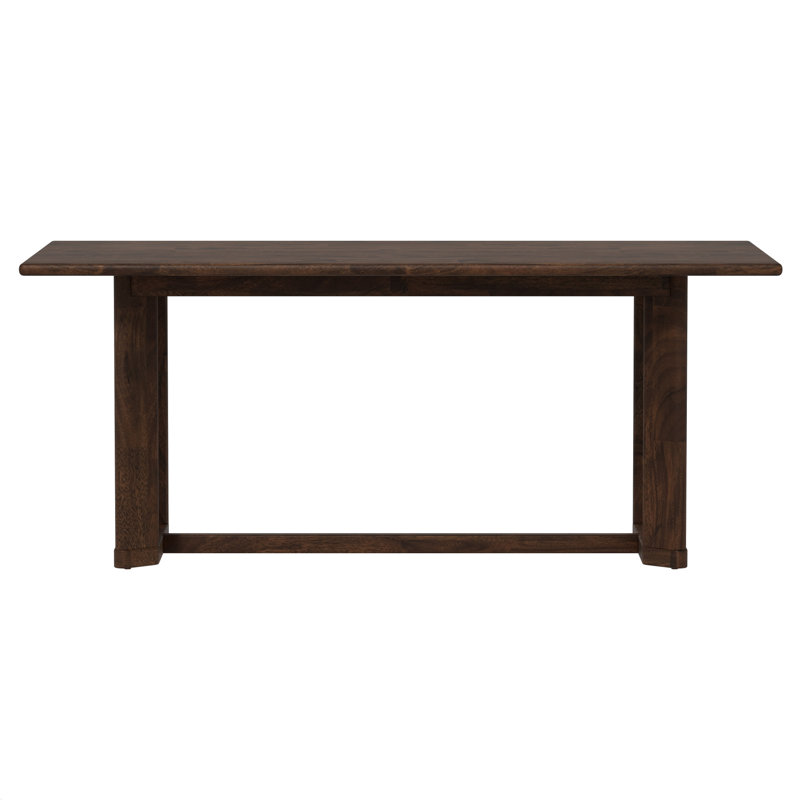 Table de salle à manger à tréteaux de 38 po de largeur en bois de manguier brun