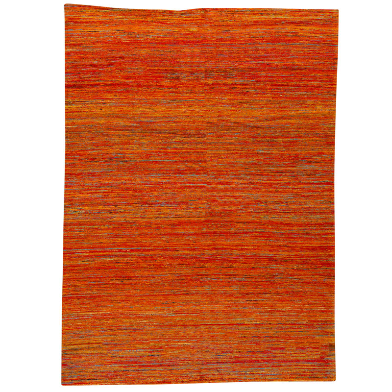 Tapis rouille et multicolore de haute qualité noué à la main