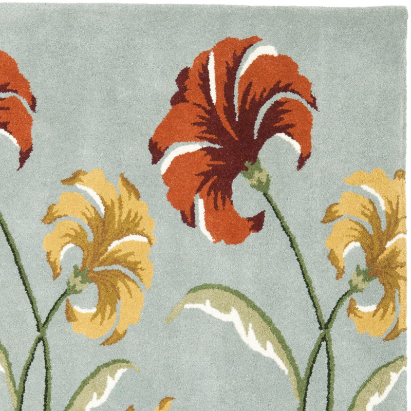 Avayah Soho Hand Tufted Wool And Viscose Floral Rug, Square 6'