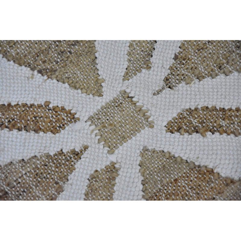 Tapis de zone blanche/beige à main géométrique noué la Moraine, Rectangle 3 pi x 5 pi