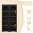 Free Standing 5 Tier Bookshelves, Bookcases Set of 2, Farmhouse Two-Tone Storage Cabinet with Adjustable Shelves, Modern 72"H Kitchen Pantry Cabinet for Living Room, Home Office, Black-1575499981