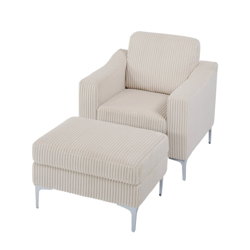 Canapé modulaire convertible en velours côtelé avec repose-pieds modulaire, beige, Beige
