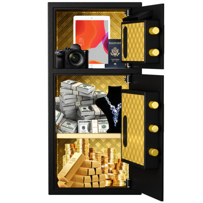Coffre-fort à monnayeur avec grande porte double, 6,0 pieds cubes, sécurité numérique et imperméable, fonction de code caché, acier entièrement épaissi, fixation murale pour la maison, le bureau, le plancher de porte d'hôtel