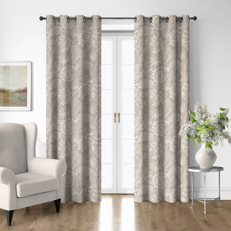 Ensemble de 2 panneaux de rideaux en coton naturel avec œillets Shellabrate, L 50 po x L 132 po