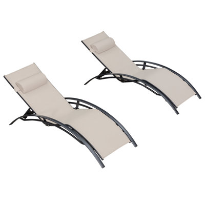 Patio Chaise Lounge Double Outdoor Beach Pool Sunbathing Lawn Lounger Recliner Outside Tanning Chairs For All Weather by Wrought Studio