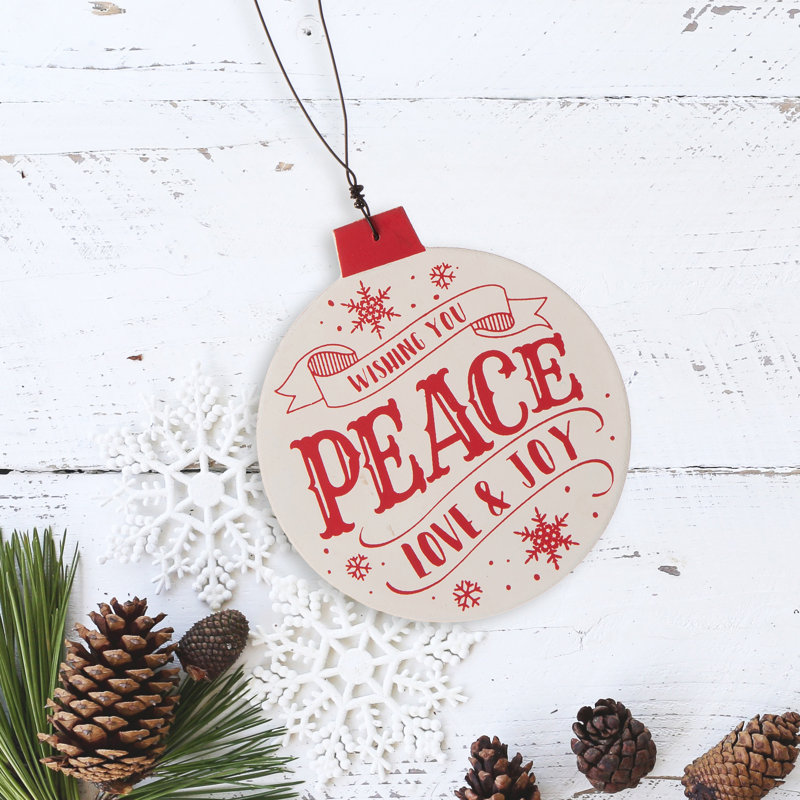 Ornement rond boule de noël en bois