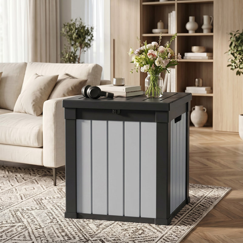 Boîte de rangement en plastique 50 gallons avec couvercle, rangement résistant aux intempéries pour meubles de patio, jouets de piscine et outils de jardin