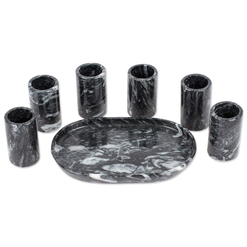 Novica Handmade Night Modernity Onyx Tequila Glasses (Set Of 6)