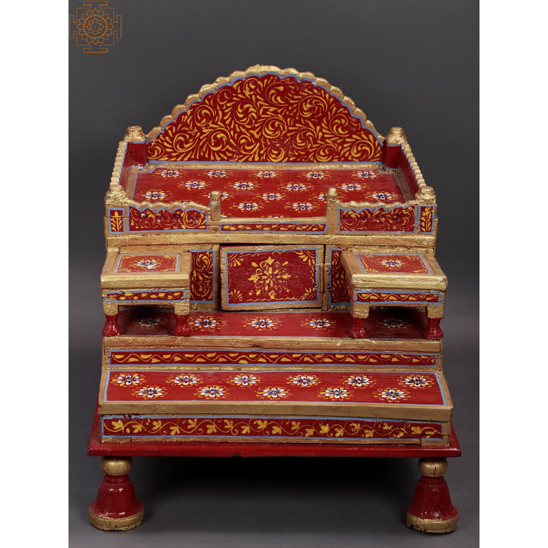 Vintage Restored Wooden Puja Temple, 27-Inch Handcrafted Home Shrine