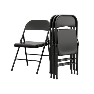 Ensemble de 4 chaises pliantes avec assise confortable et structure en acier durable, sièges pour événements commerciaux empilables, chaise de cuisine portable, capacité de poids de 350 lb, pour la maison / bureau / intérieur / extérieur, orange