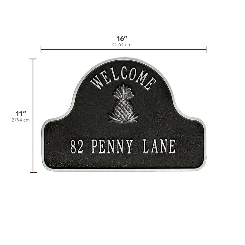 2-Line Wall Address Plaque, Black / Silver, Yes