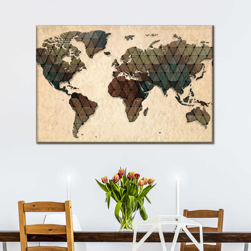 Carte du monde unique, H 8 po x l 12 po x P 1 po