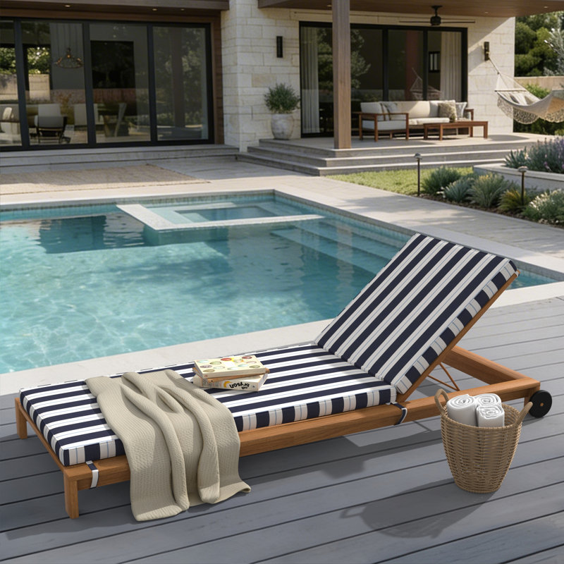 Outdoor Chaise Cushion With Sunbrella Fabric, 26" W x 80" D, Sunbrella® Relate Harbor