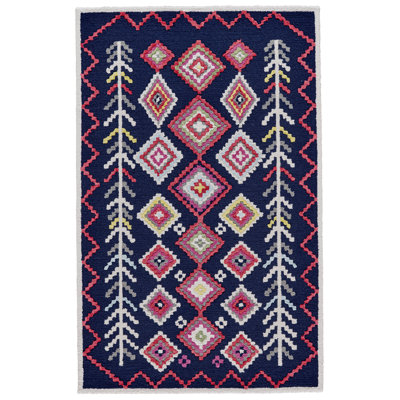 Awareh Wool Southwestern Area Rug in Navy
