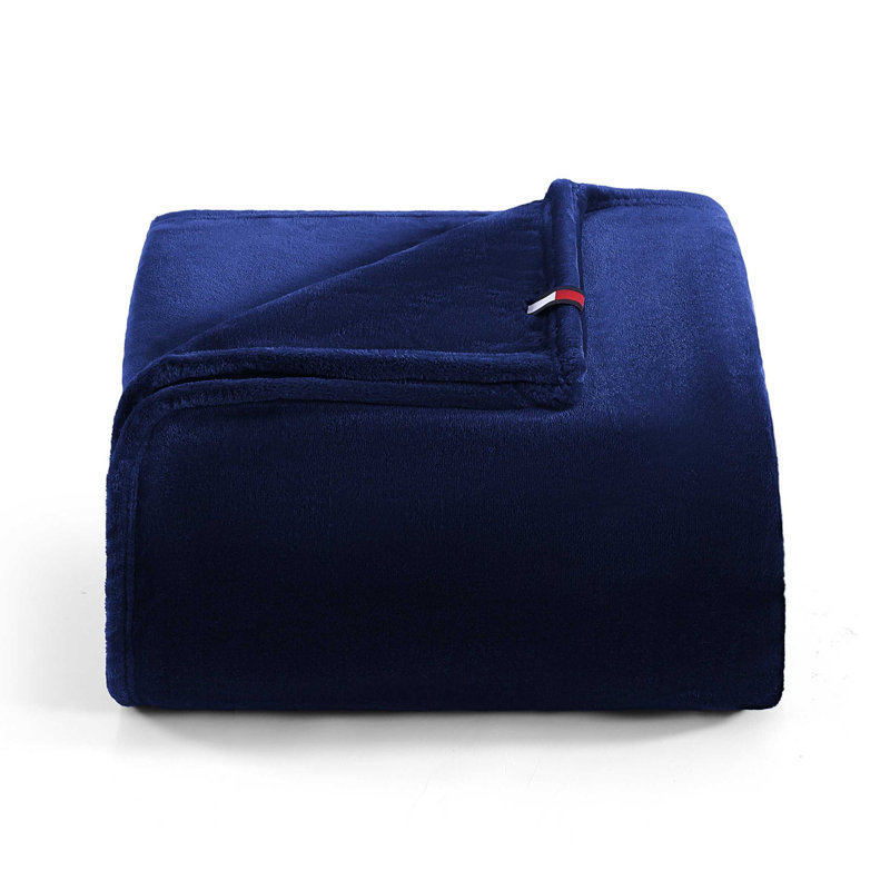Couverture marine Tommy Hilfiger, Bleu, Très grand lit