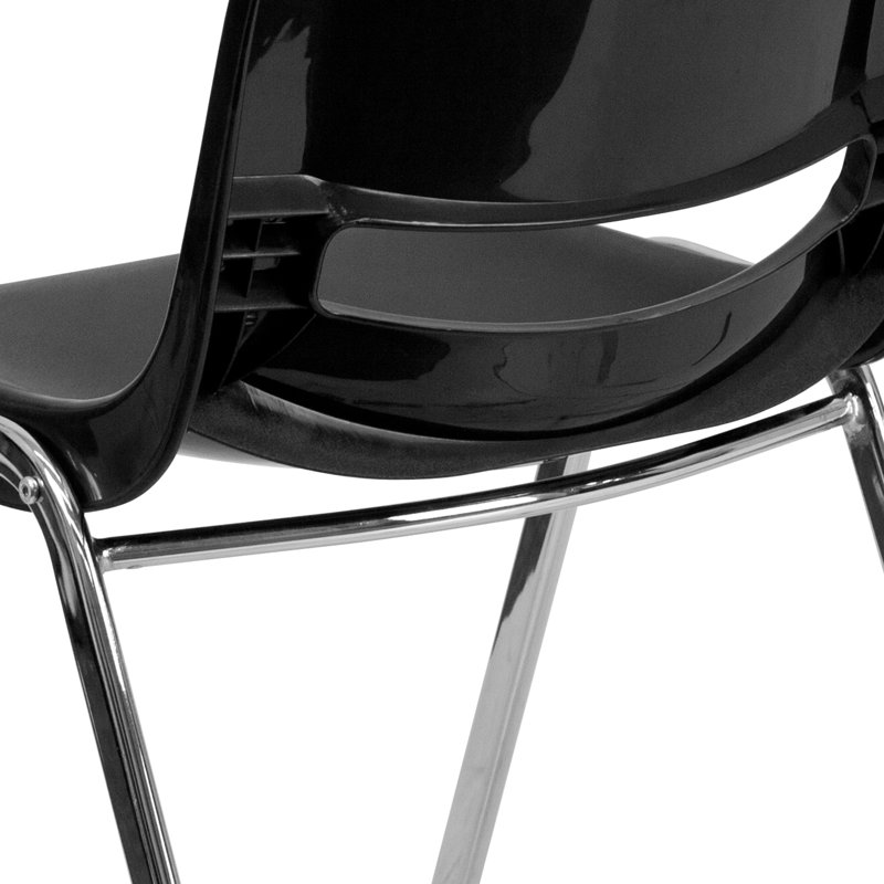 Black Ergonomic Stackable Chair with Chrome Frame