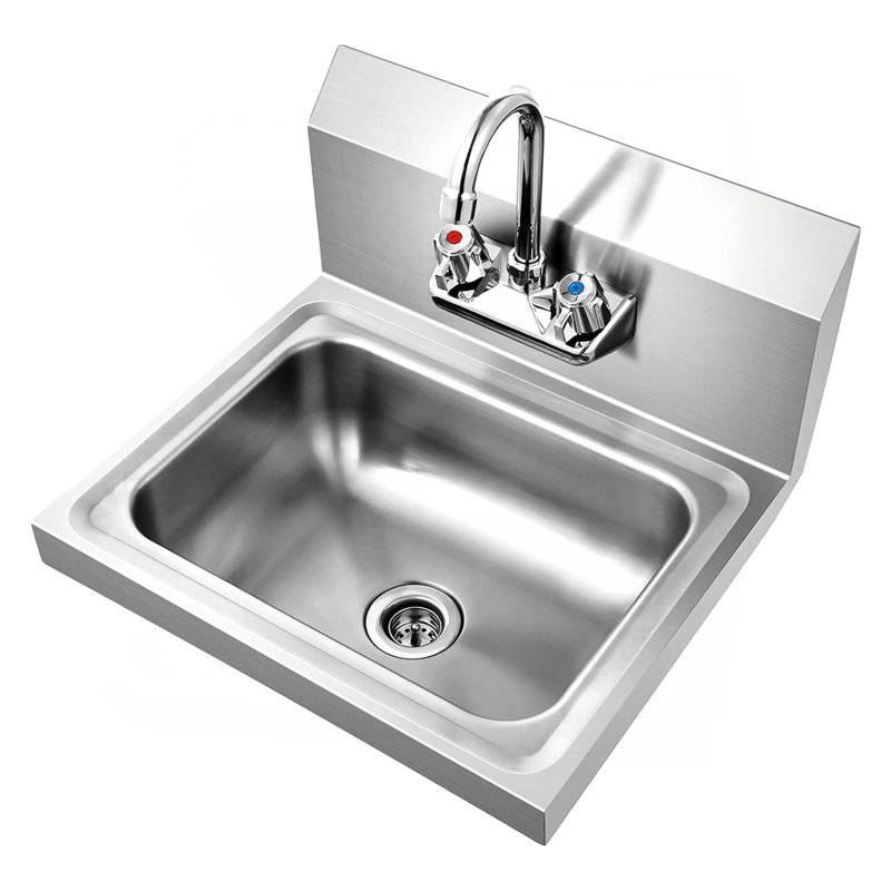Évier mural 17 po x 15 po en acier inoxydable 304. Certifié NSF. Durable et facile à installer. De qualité commerciale. Idéal pour les restaurants et les cuisines