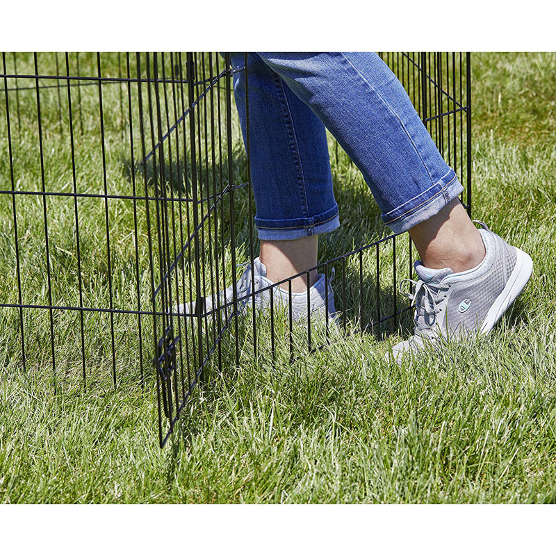 Black Metal 24" x 48" Exercise Pen with Door